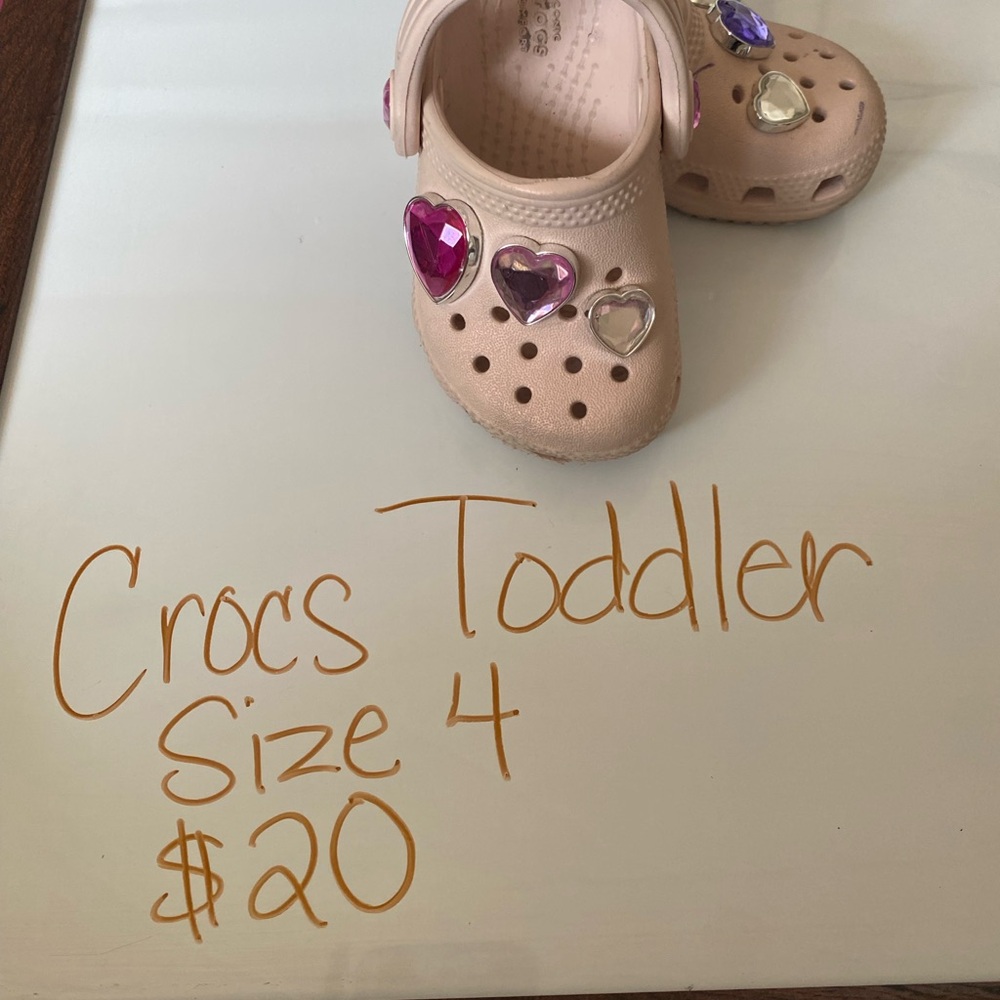 CROCS Pink Sandals with Heart Accents